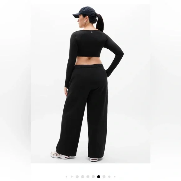 Athleta forever fleece wide leg pant. new. Size medium tall Black nwt #767937 - Picture 5 of 8